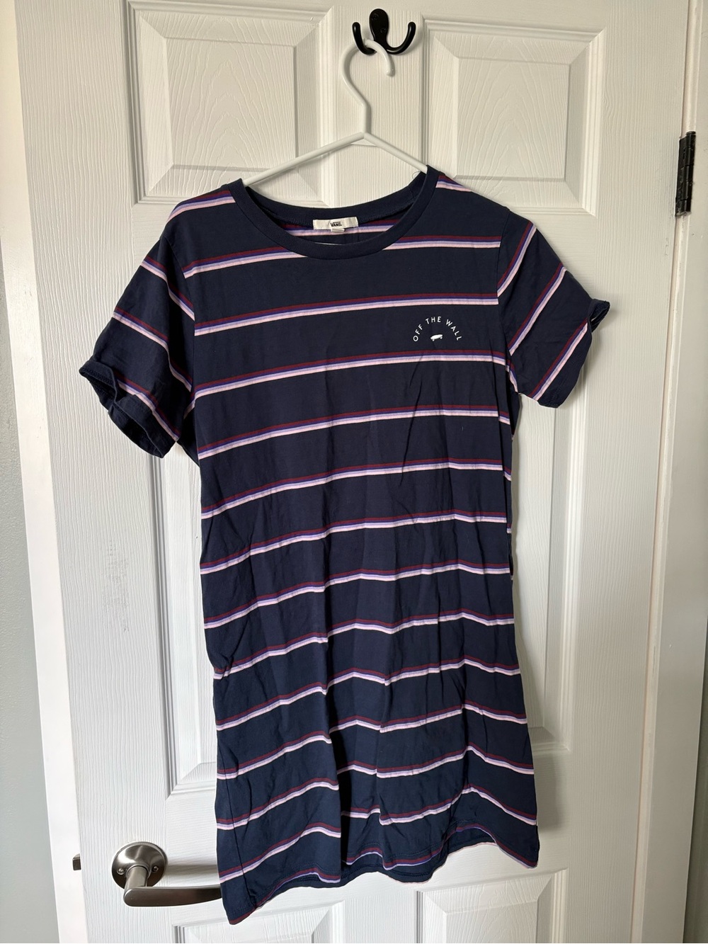 Vans Navy Striped Tee Dress with Pink & White Accents